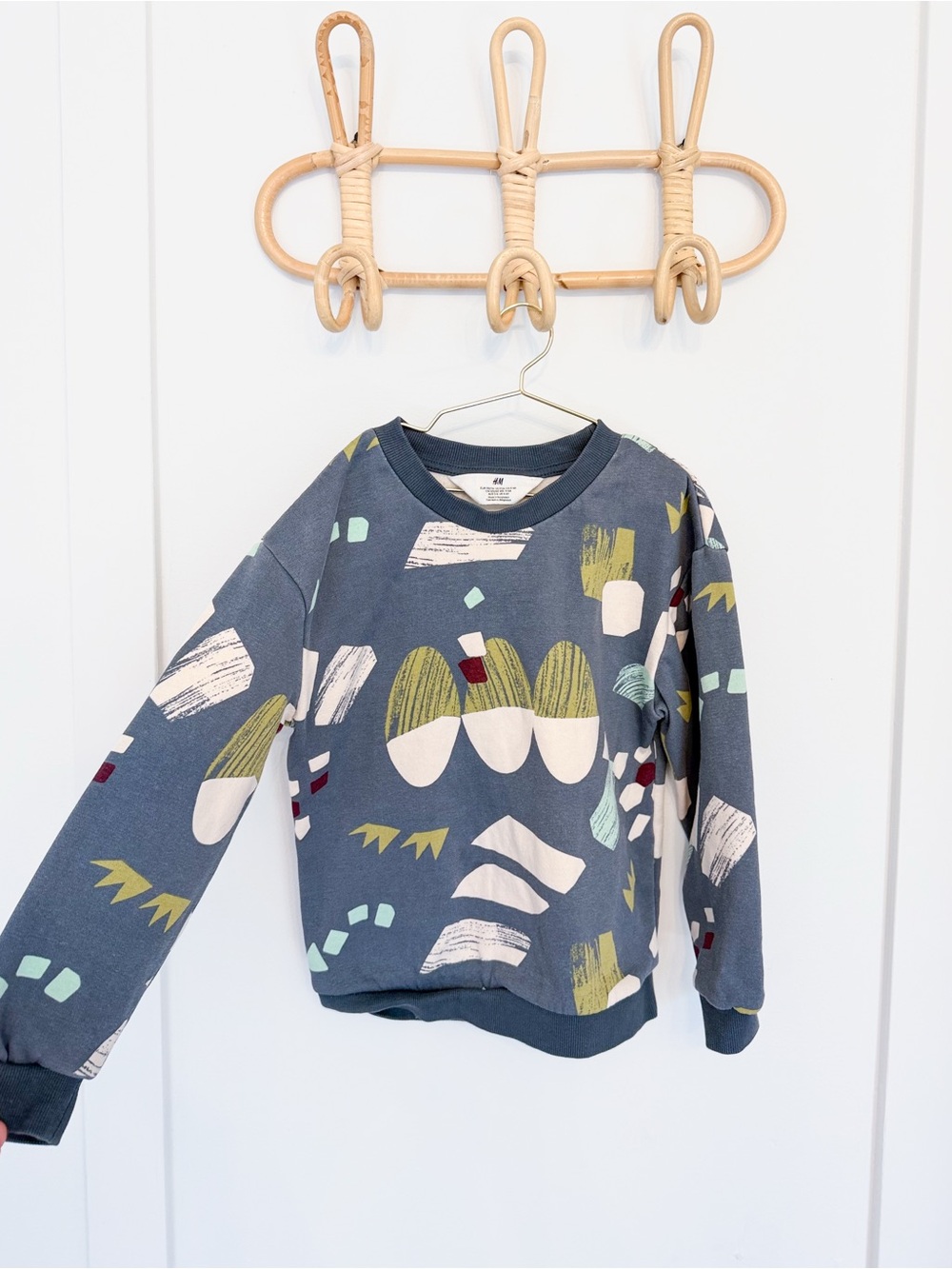 H&M Blue Abstract Print Kids Sweatshirt with Cream & Green Accents